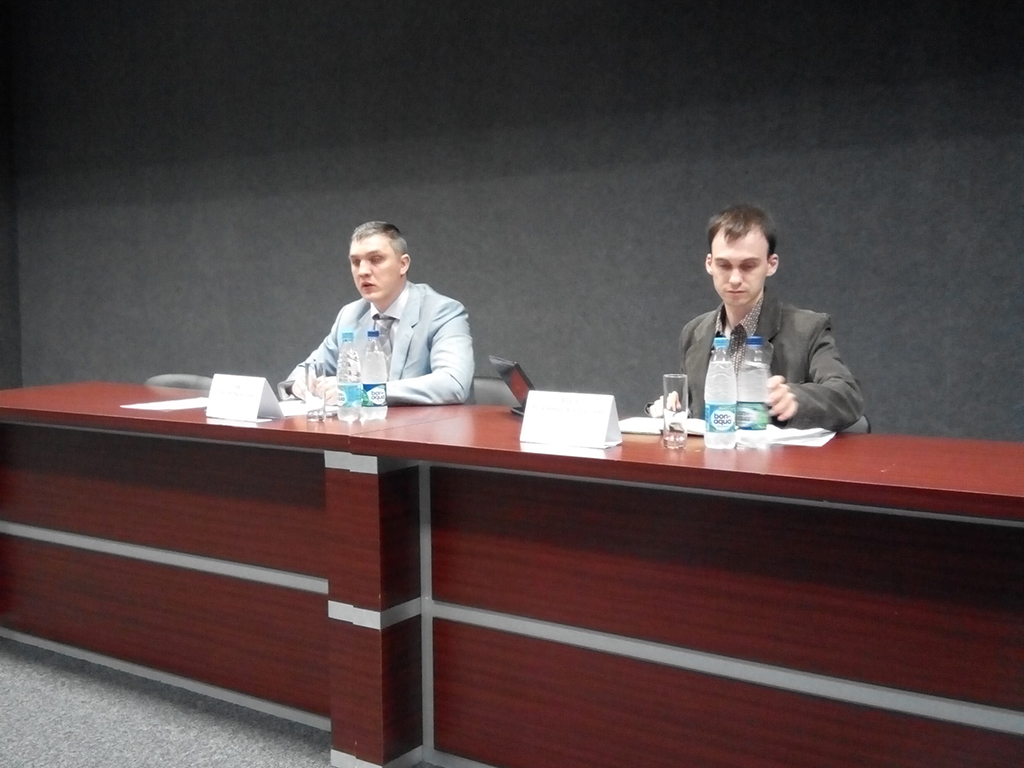 М. Ерофеев и В. Баков на рабочем совещании 2 июня 2015 г., Москва